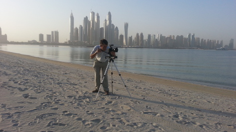 Filming on the beach